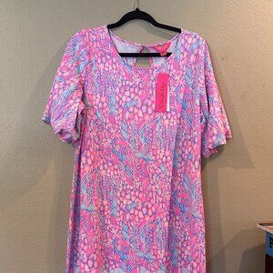 Lilly Pulitzer Britton Dress Pink Sorbet Puff Sleeves Above Knee Shift NWT